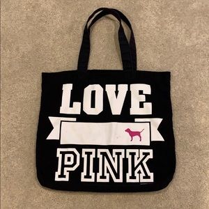 PINK black beach bag